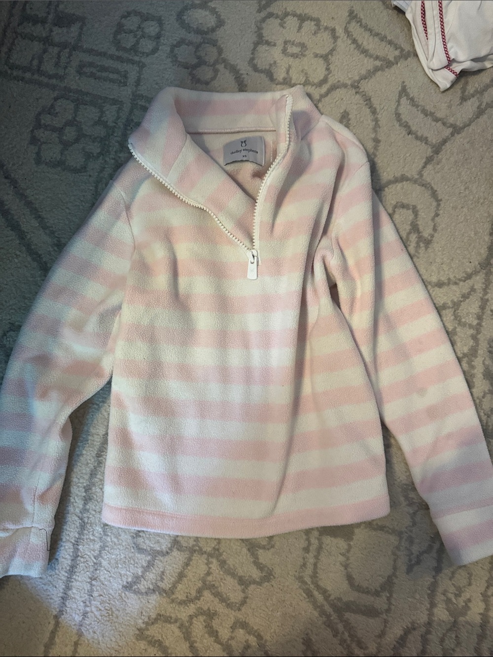 Dudley Stephens Pink and White Striped Half-Zip Pullover